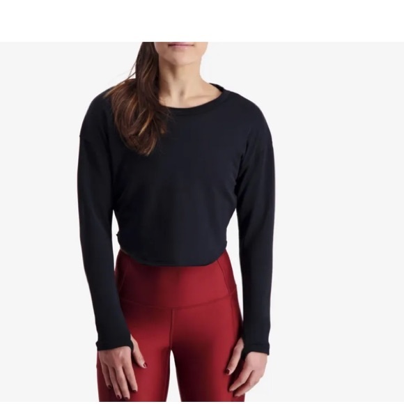 Black Wolaco Crop Crewneck Long Sleeved Sweatshirt - Picture 1 of 7